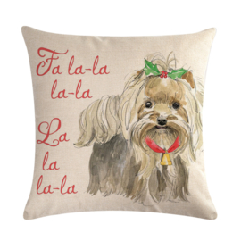 Kussenhoes Yorkshire Terrier Kerst 45x45 cm