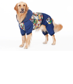 Hondenjumpsuit Grote hond Blauw Crazy - 5XL - Ruglengte 57 cm - IN VOORRAAD