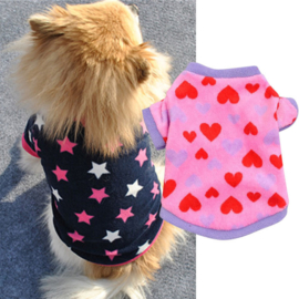 Honden Fleece Trui Star Blauw Large - Ruglengte 35 cm-  In voorraad