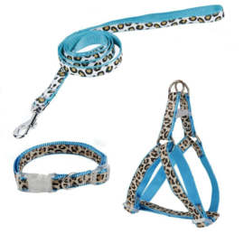 Hondentuig setje Leopard Blauw XS