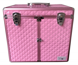 Trimkoffer - Trolley  Aluminium Roze Medium - Gratis Verzending