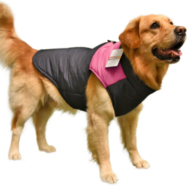 HONDENJAS WATERPROOF PAWZ VOOR GROTE HONDEN ROZE 5XL- RUGLENGTE 60 cm - In voorraad