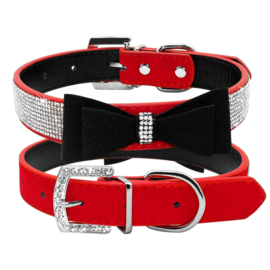 Halsband Blingmet Roze Strik Small - Nekomvang 25-32 cm