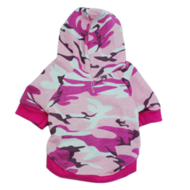 Hondenhoody camouflage roze- Small - Ruglengte 25 cm - In Voorraad