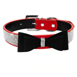 Halsband Blingmet Roze Strik Small - Nekomvang 25-32 cm