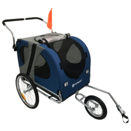 TOPMAST EASY FLOW HONDENFIETSKAR MET JOGGER FUNCTIE - OPVOUWBAAR - BLAUW- LARGE- Gratis Verzending