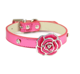 Halsband Fuchsia met Bloem en Rhinestone Small 20-28 cm