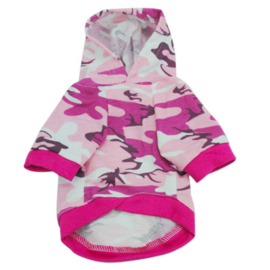 Hondenhoody camouflage roze- Small - Ruglengte 25 cm - In Voorraad