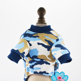 Hondenpyjama Camouflage Blauw  - Maat XS - Ruglengte 18-20 cm - In Voorraad