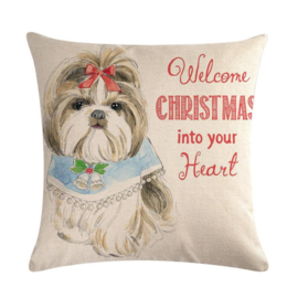 Kussenhoes Shih tzu Kerst  45x45 cm