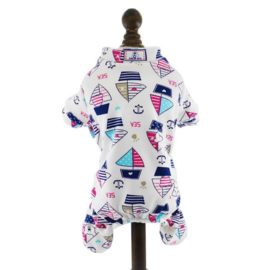 Honden Pyjama Cartoon Wit XL- Ruglengte 38-40 cm-In voorraad
