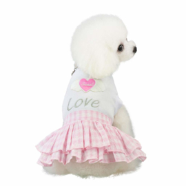 Honden jurkje Sweet Love Roze - Large - Ruglengte 30 cm - In Voorraad