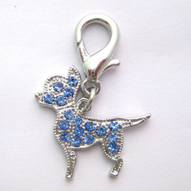 Chihuahua Bedel Rhinestone Blauw - Halsband hanger