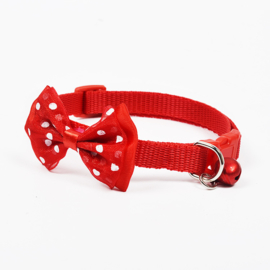 Puppy halsband nylon  strik Rood - Nekomvang 22-32 cm