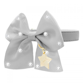 Funkylicious Halsband Grijs met Strik Big Bow XS 18-22 cm