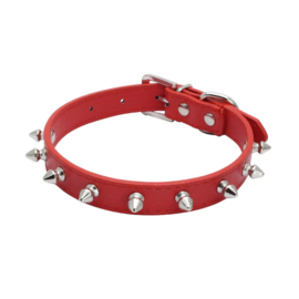 Halsband met Spikes Rood XS 21-27 cm