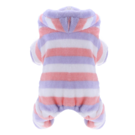 Hondenpyjama Anna fleece gestreept Large- Ruglengte 35-36 cm-In voorraad
