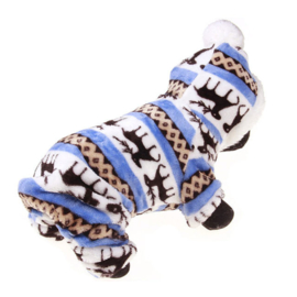 Honden pyjama Blauw Fleece Kerst Rendier XXL - Ruglengte 40-42 cm-In voorraad