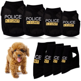 Honden Shirt Police Zwart - Maat Small - Ruglengte 24 cm - In Voorraad