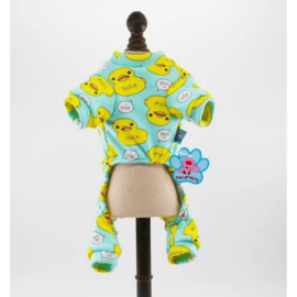 Honden pyjama Blauw Eend - Medium - Ruglengte 30 cm - In Voorraad