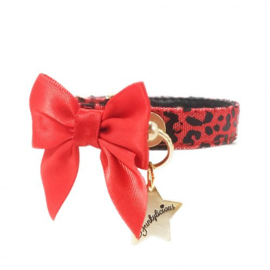 Funkylicious Halsband Punk Leopard Rood Small 23-27 cm