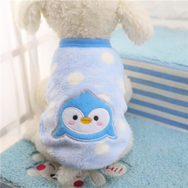 Hondentrui Fleece Blauw Cartoon  Pinguïn XXS - Ruglengte 15 cm - In voorraad