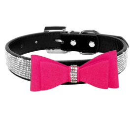 Halsband Blingmet Roze Strik Small - Nekomvang 25-32 cm