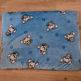 Hondenkussen Wellness Fleece Blauw  met Muisjes 70x55 cm- IN VOORRAAD