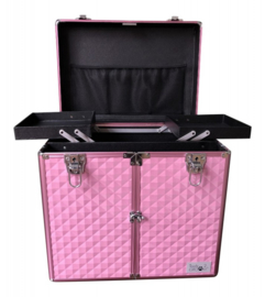 Trimkoffer - Trolley  Aluminium Roze Medium - Gratis Verzending