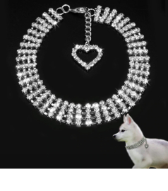 Halsketting rhinestone voor honden- Medium - 25 cm + 5 cm verlengketting - In Voorraad