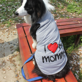 Hondenshirt I love Mommy Grijs 5XL- Ruglengte 55 cm-In voorraad