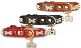 Pettarazzi Halsband Artleather Glitterbones Rood Medium