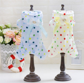 Hondenpyjama Fleece Dots Geel XXL- Ruglengte 40-43 cm- In voorraad