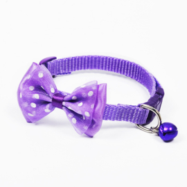 Puppy halsband strik nylon Paars - Nekomvang 22-32 cm