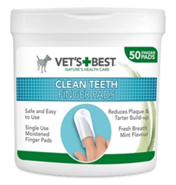 VETS BEST CLEAN TEETH FINGER PADS 50 STUKS - In voorraad