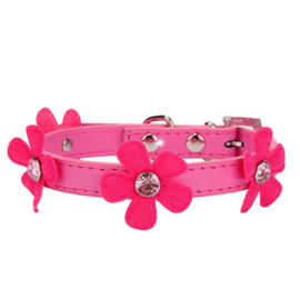 Halsband met bloem Fuchsia  XS - 20-26 cm