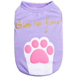 Honden Shirt Paars Paw - Small - Ruglengte 25 cm - In Voorraad