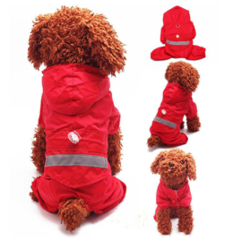 Honden regenpak Rood - Maat XS - Ruglengte 22 cm - In Voorraad