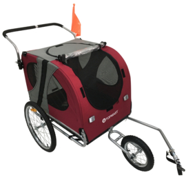 Topmast Easy Flow Hondenfietskar met Jogger Functie -Rood- Medium- Opvouwbaar- Gratis Verzending