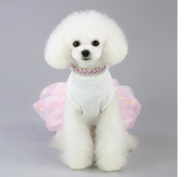 Honden jurkje met tutu Love Roze - Maat XS - Ruglengte 16 cm -In Voorraad