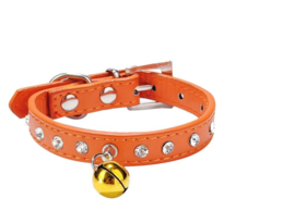 Halsband Rhinestone Puppy Orange XS 20-26 cm