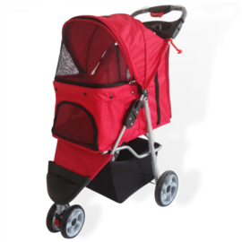 Topmast Hondenbuggy Modern Rood- 3 Wielen- Gratis Verzending