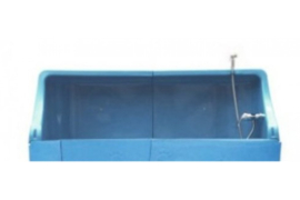 Spatwand blauw met kraan voor hondenbad