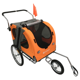 Topmast Easy Flow Hondenfietskar- Met Jogger Functie - Opvouwbaar - Oranje Large-Gratis Verzending