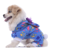 Hondenjumpsuit Fleece Paw Blauw Medium -Ruglengte 30 cm - In voorraad