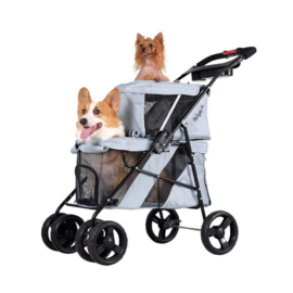 Ibiyaya Hondenbuggy Double Decker Silver Grey  - Gratis verzending