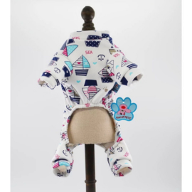 Honden Pyjama Cartoon Wit XL- Ruglengte 38-40 cm-In voorraad