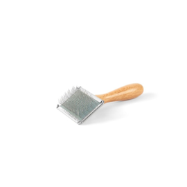Slicker brush Small 12 mm pinlengte met houten handle