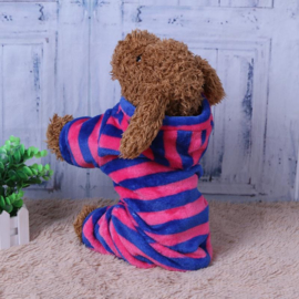 Honden jumpsuit fleece Large Gestreept -Ruglengte 35-37 cm-In voorraad