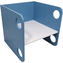 Kubusstoel Blauw met Witte Zitting